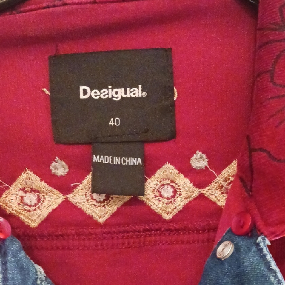 Desigual Women's Red Denim Jacket - Picture 2 of 10